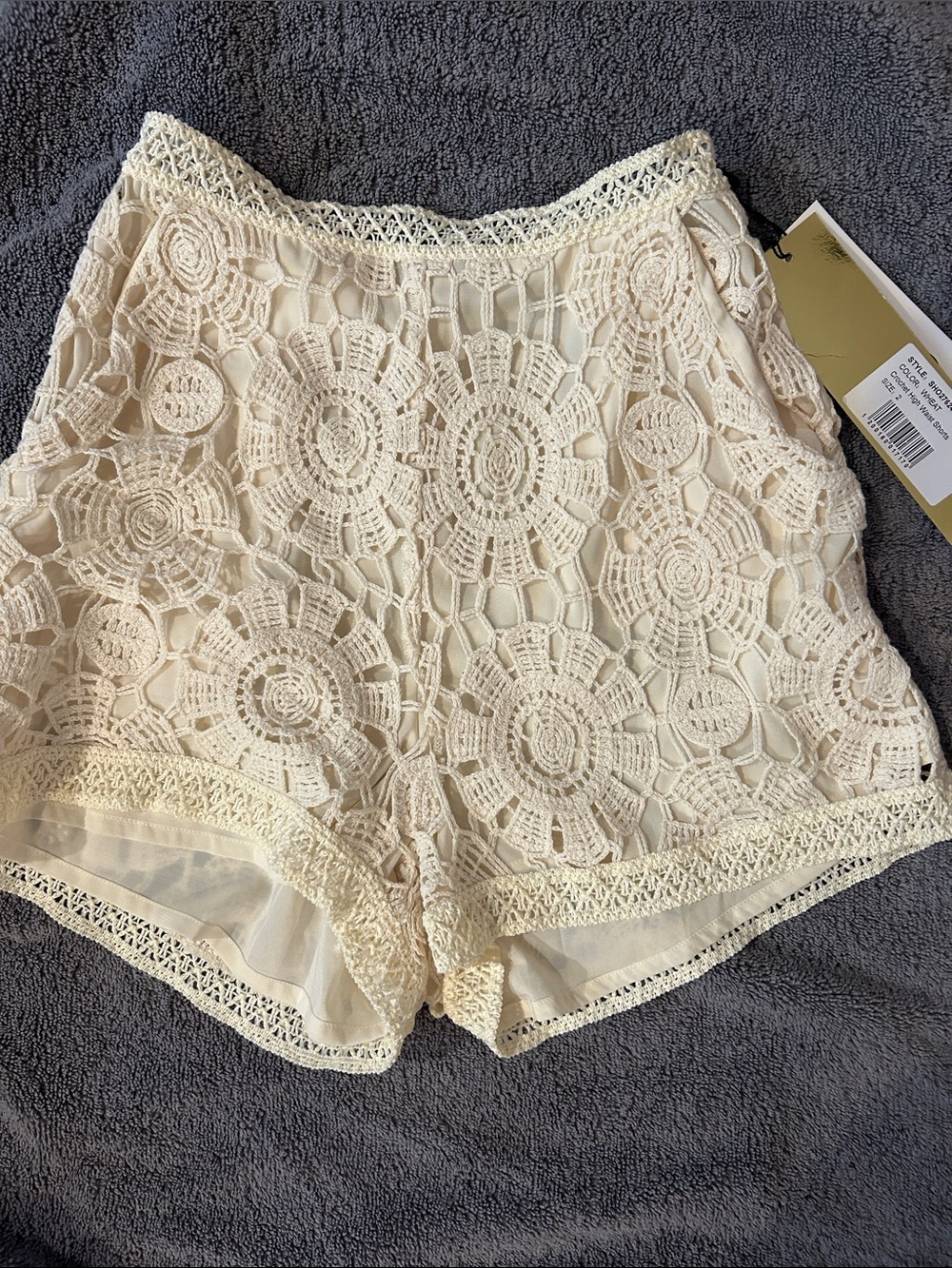 PatBO Crochet Lace Cream Women's Shorts High Waist Size 2